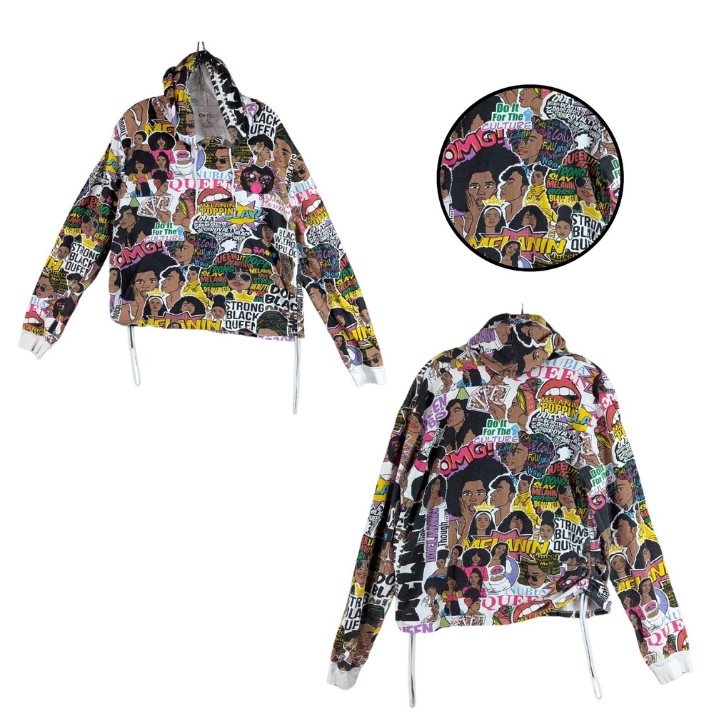 On Fire Hoodie Sweatshirt Women's 3X Melanin Queens All Over Print Streetwear